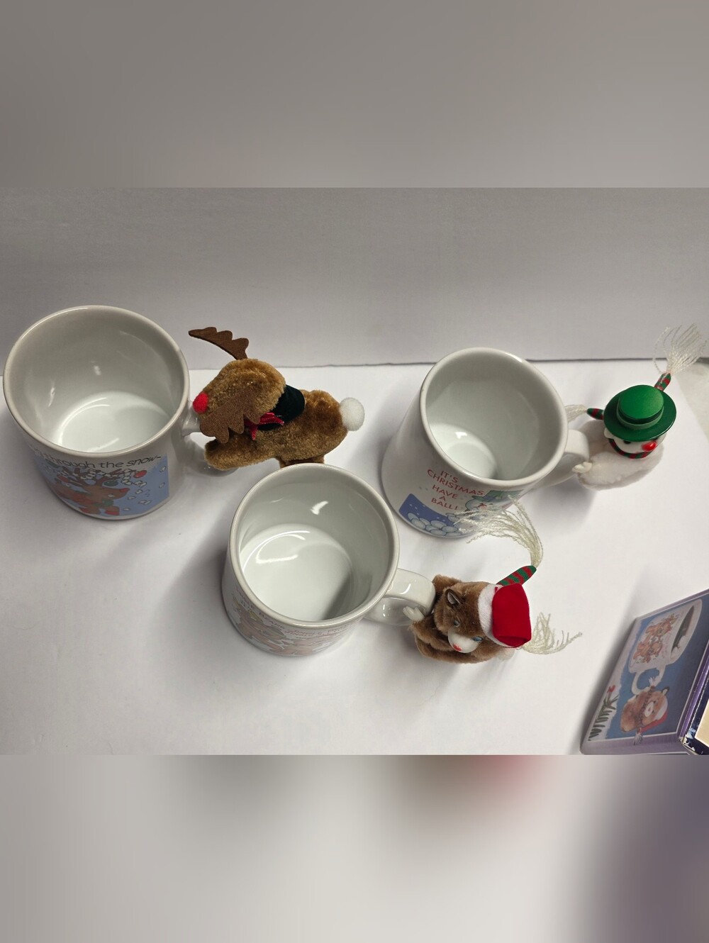 3 Vintage 80s JSNY Christmas Mug & Clip-On Pal Gift Set. With Original Boxes